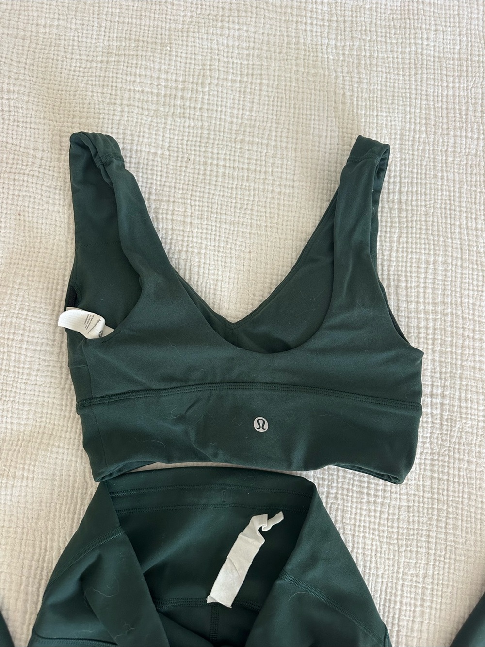 lululemon athletica Forest Green V‑Neck Sports Bra & High‑Waist Leggings Set - Picture 3 of 3